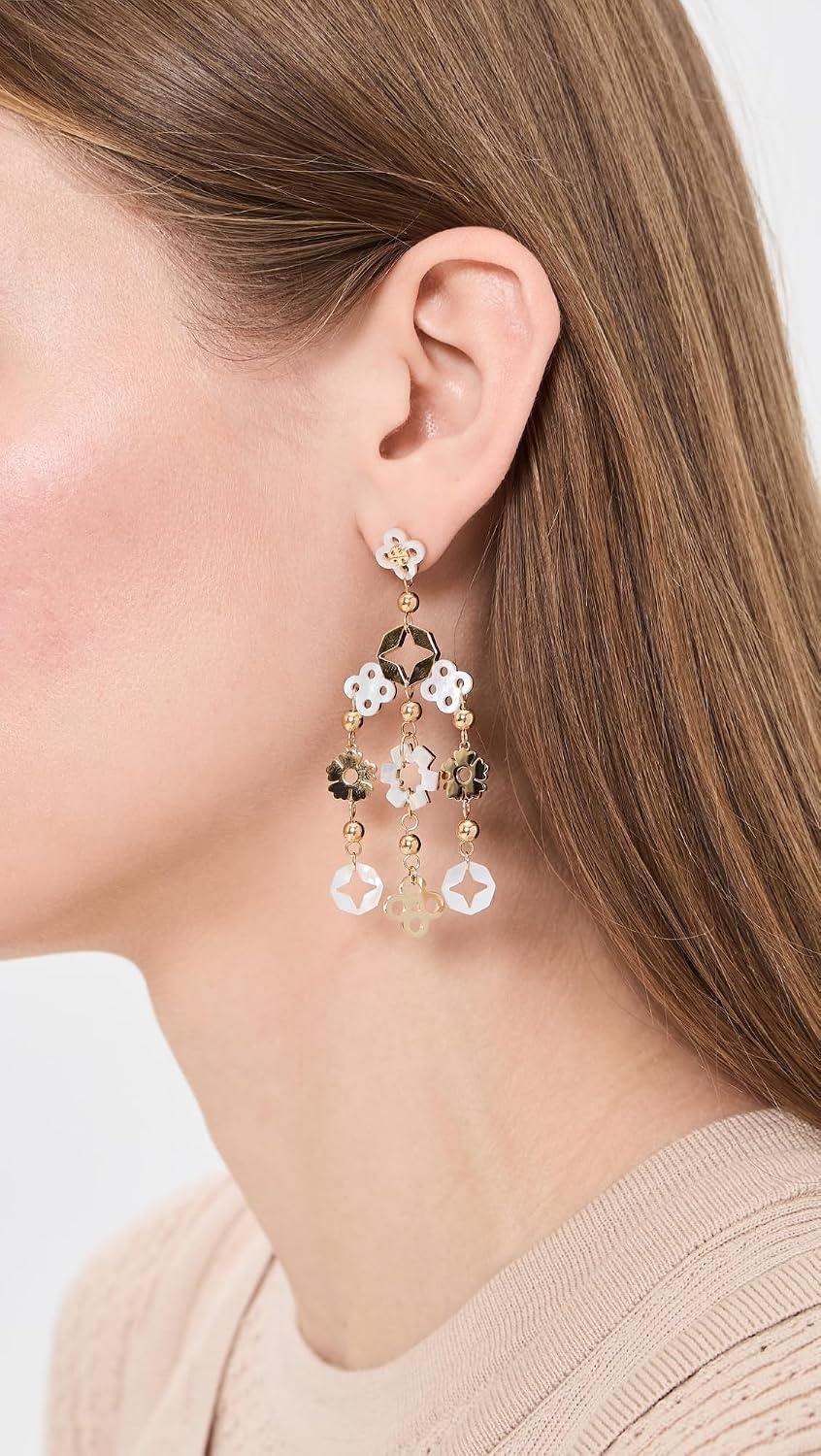 image:imageTory Burch Womens Small Forget Me Not Chandelier EarringsTory Gold Mother of Pearl