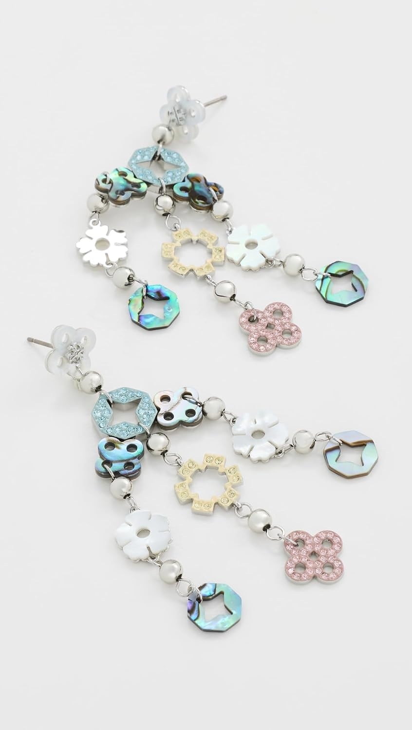 image:imageTory Burch Womens Small Forget Me Not Chandelier EarringsTory SilverMulti