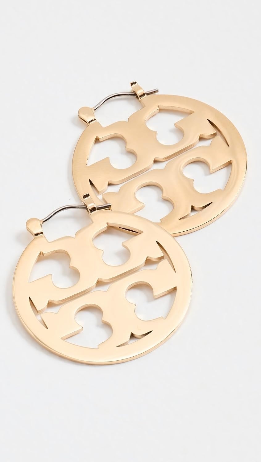 image:imageTory Burch Womens Small Icon Hoop EarringsTory Gold