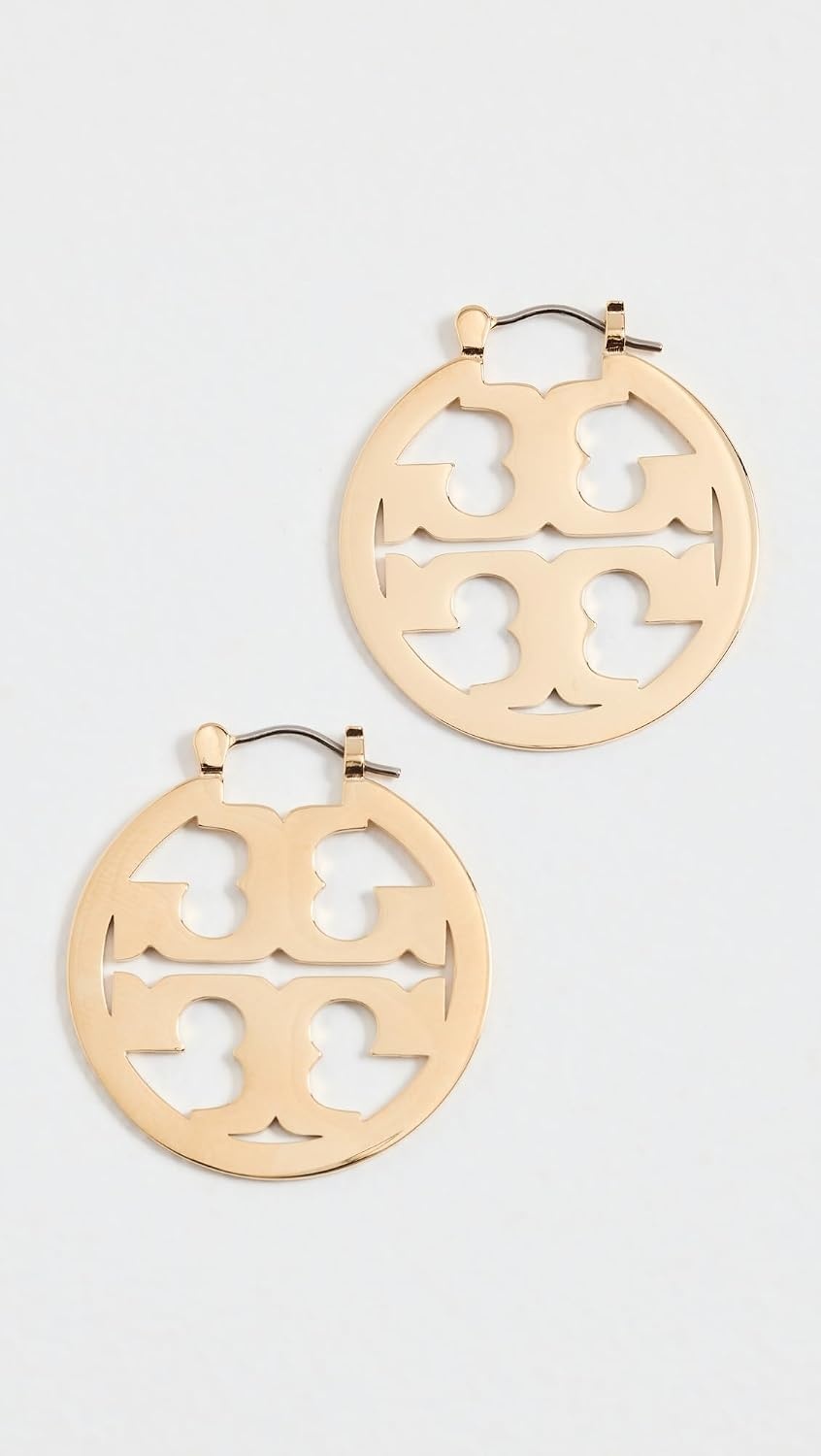 image:imageTory Burch Womens Small Icon Hoop EarringsTory Gold