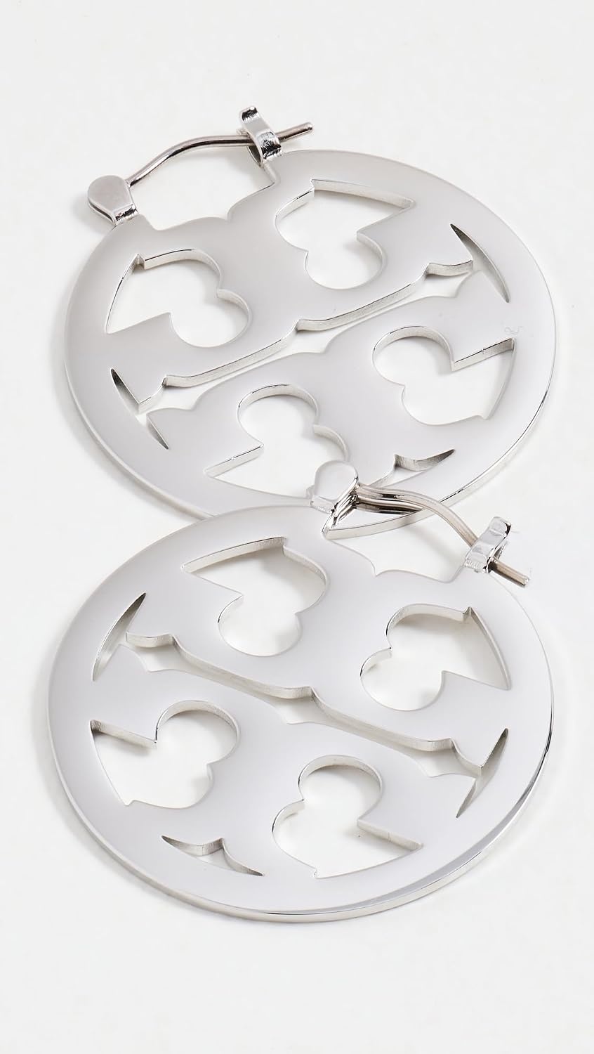 image:imageTory Burch Womens Small Icon Hoop EarringsTory Silver