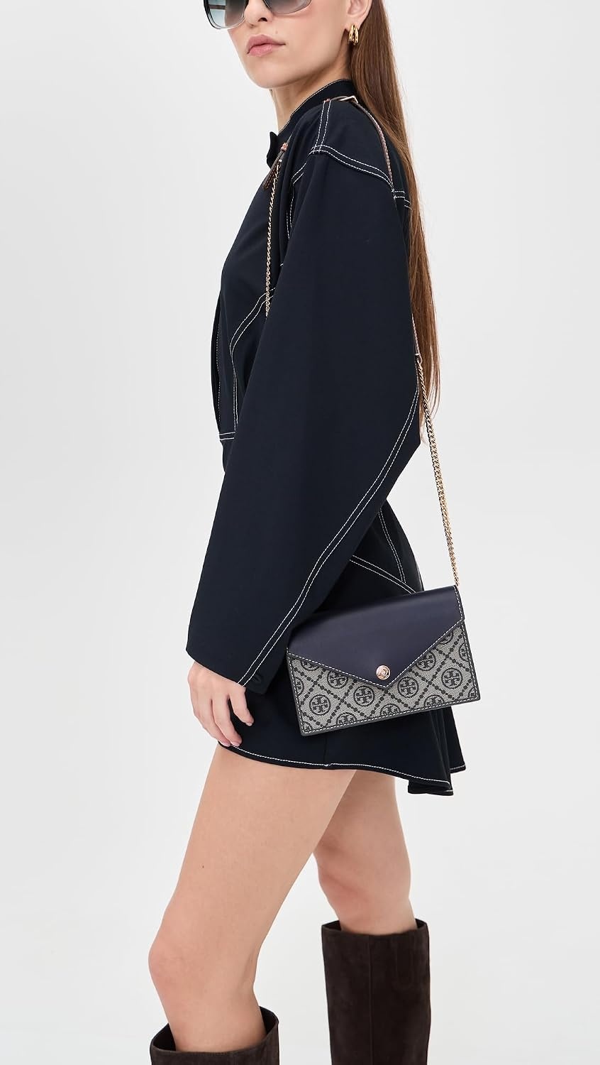image:imageTory Burch Womens T Monogram Envelope Wallet On ChainTory Navy
