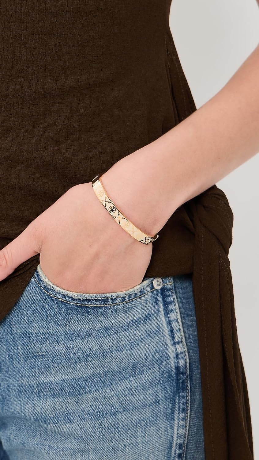 image:imageTory Burch Womens T Monogram Hinge BraceletTory Gold New Ivory
