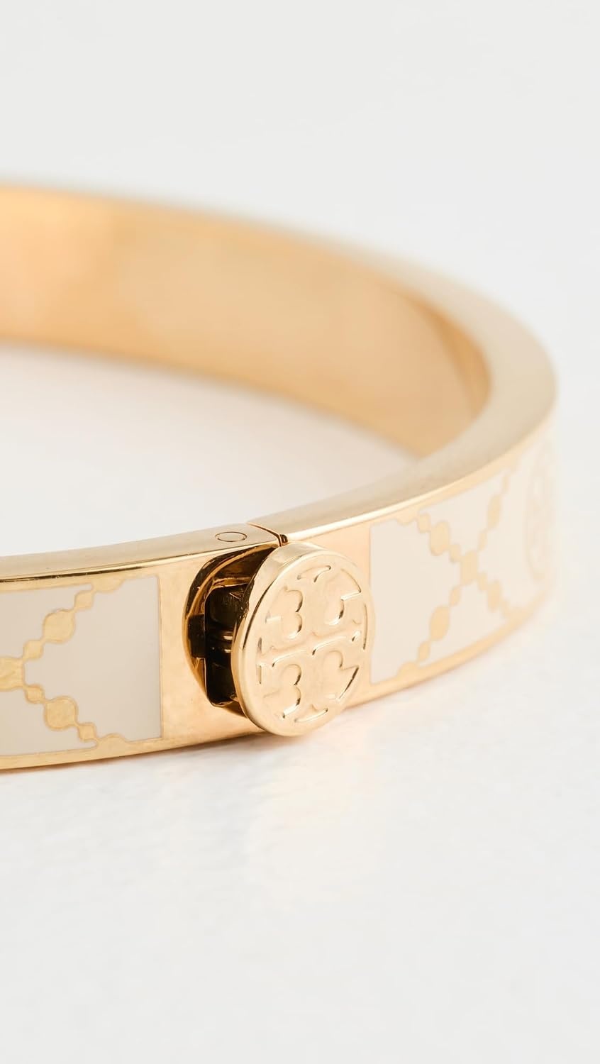 image:imageTory Burch Womens T Monogram Hinge BraceletTory Gold New Ivory
