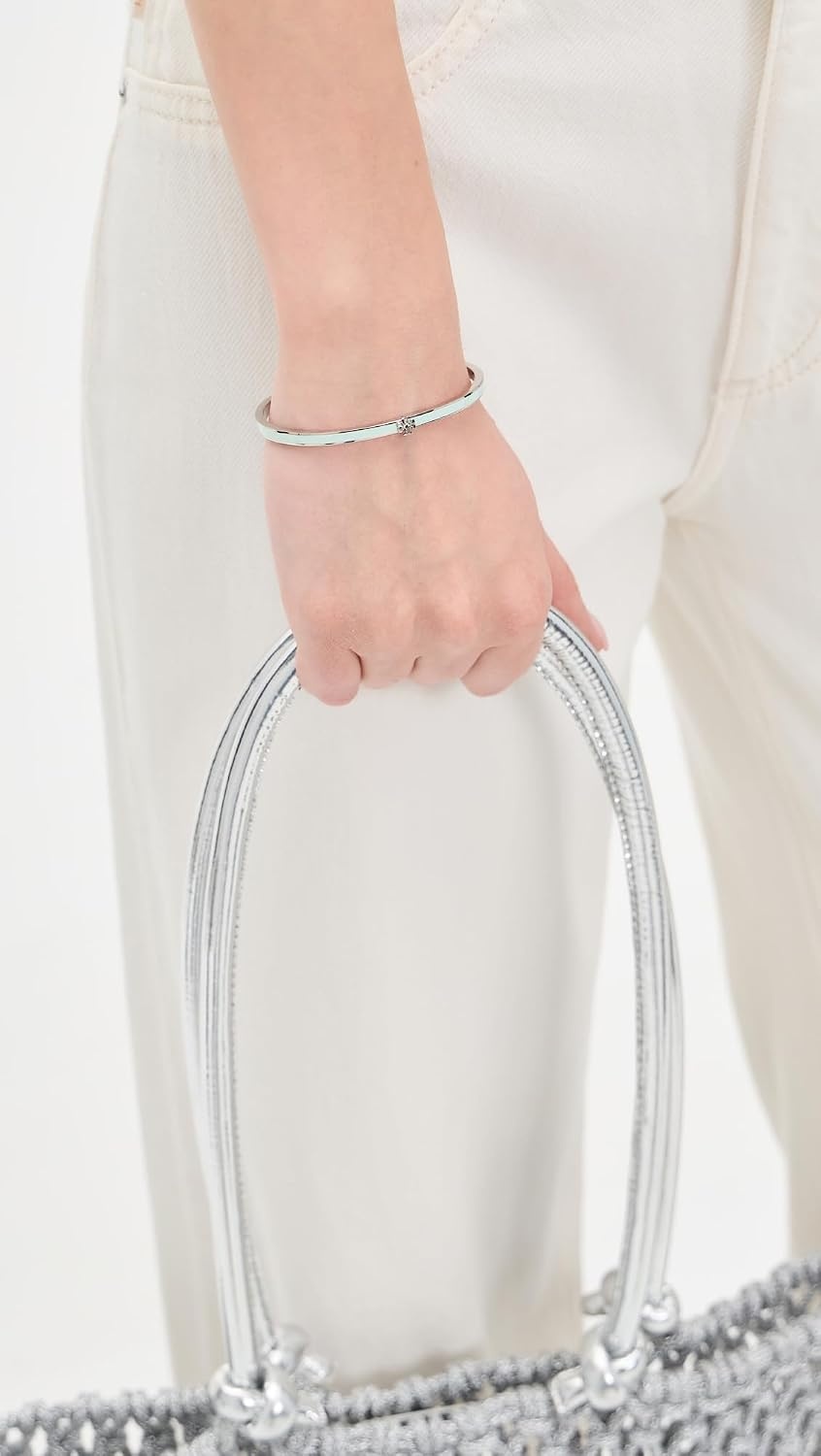 image:imageTory Burch Womens Thin Icon Enamel BraceletTory SilverLight Green