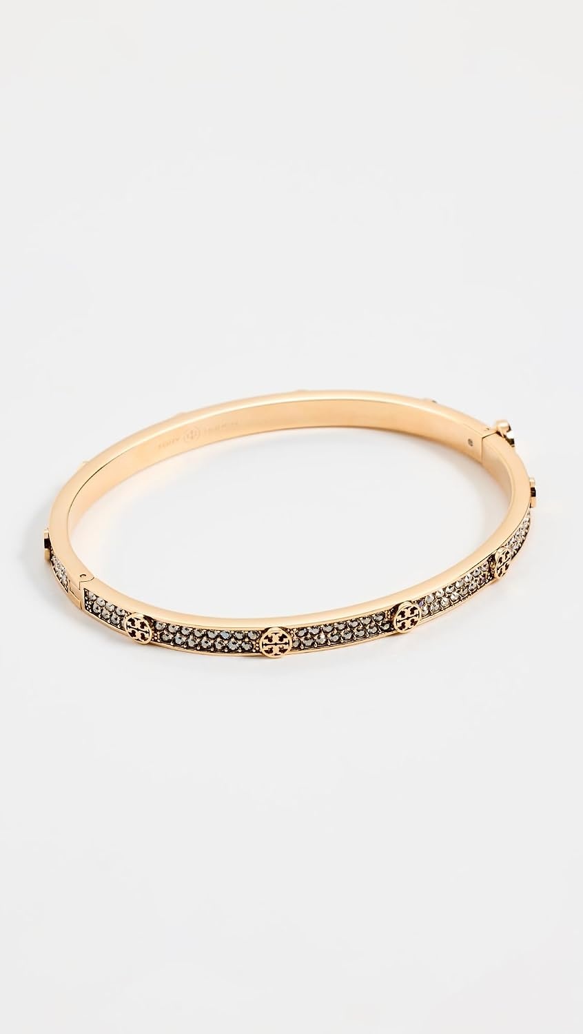image:imageTory Burch Womens Thin Icon Hinge BraceletTory GoldCrystal