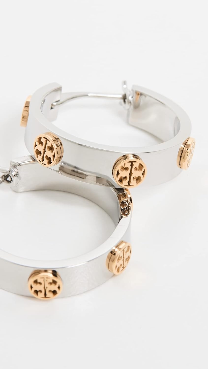 image:imageTory Burch Womens Thin Icon Hoop EarringsTory SilverTory Gold