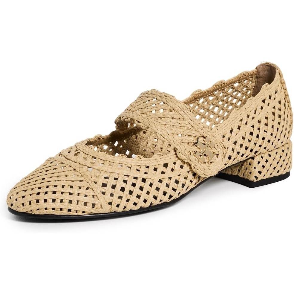 image:imageTory Burch Womens Cap Toe Mary Jane Ballet Heels 25mmNatural