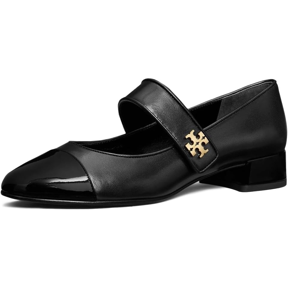 image:imageTory Burch Womens Cap Toe Mary Jane Ballet Heels 25mmPerfect BlackPerfect Black