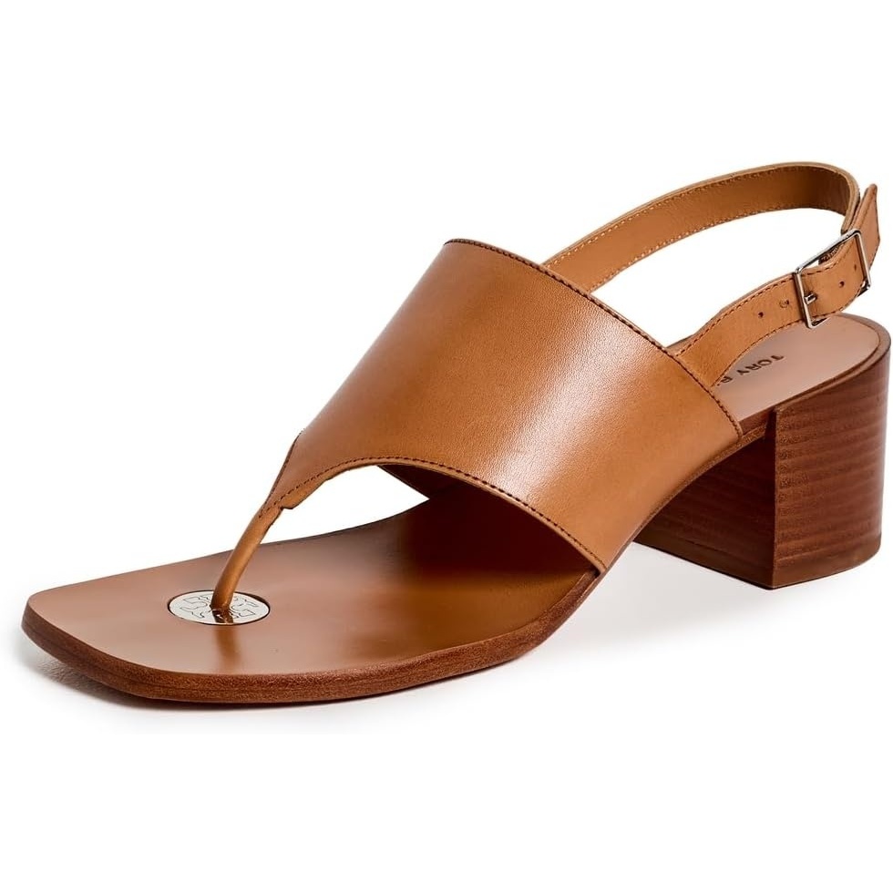 image:imageTory Burch Womens Double T Coin Heel Sandals 55mmTan