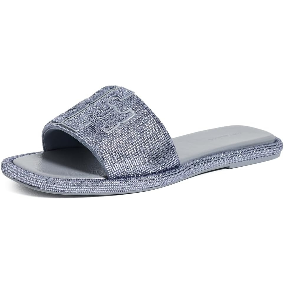 image:imageTory Burch Womens Double T Pave Sport SlidesVapor Blue