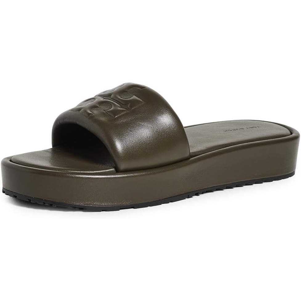 image:imageTory Burch Womens Double T Sport Platform SlidesDark Olive