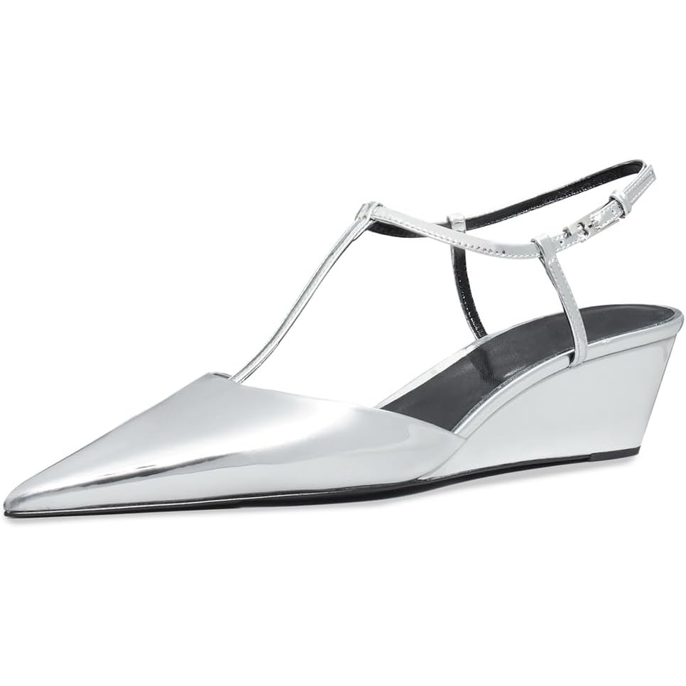 image:imageTory Burch Womens Gigi T Strap Wedges 45mmArgento