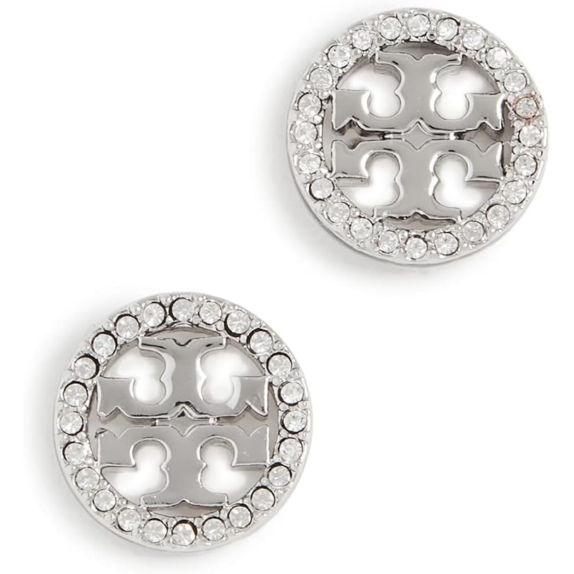 image:imageTory Burch Womens Icon Pav Circle Stud EarringsSilver