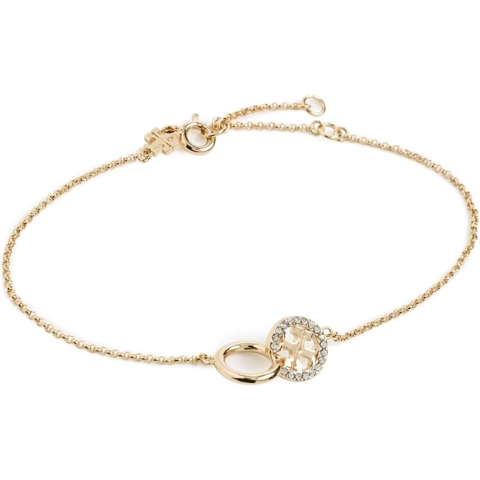 image:imageTory Burch Womens Icon Pav Interlocking Chain BraceletTory GoldCrystal