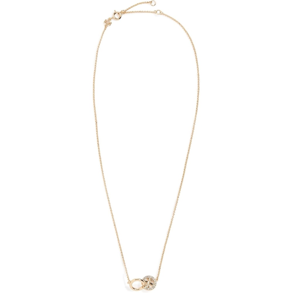 image:imageTory Burch Womens Icon Pav Interlocking Pendant NecklaceTory GoldCrystal