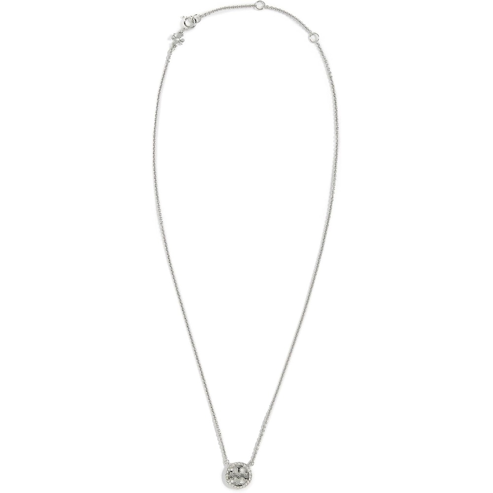 image:imageTory Burch Womens Icon Pav Pendant NecklaceTory Silver  Crystal