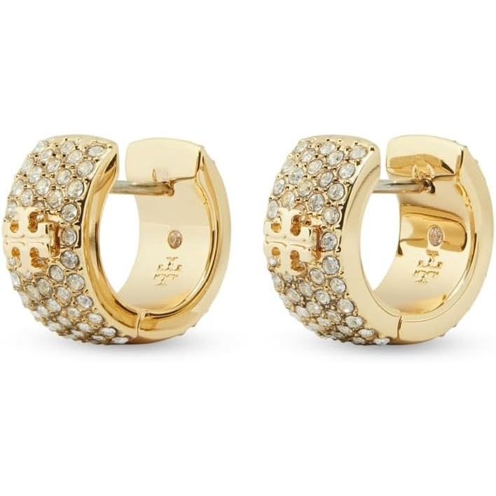 image:imageTory Burch Womens Icon Pave Huggie EarringsTory Gold  Crystal