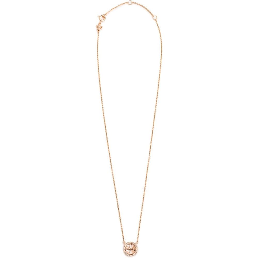 image:imageTory Burch Womens Icon Pave Pendant NecklaceRose GoldCrystal