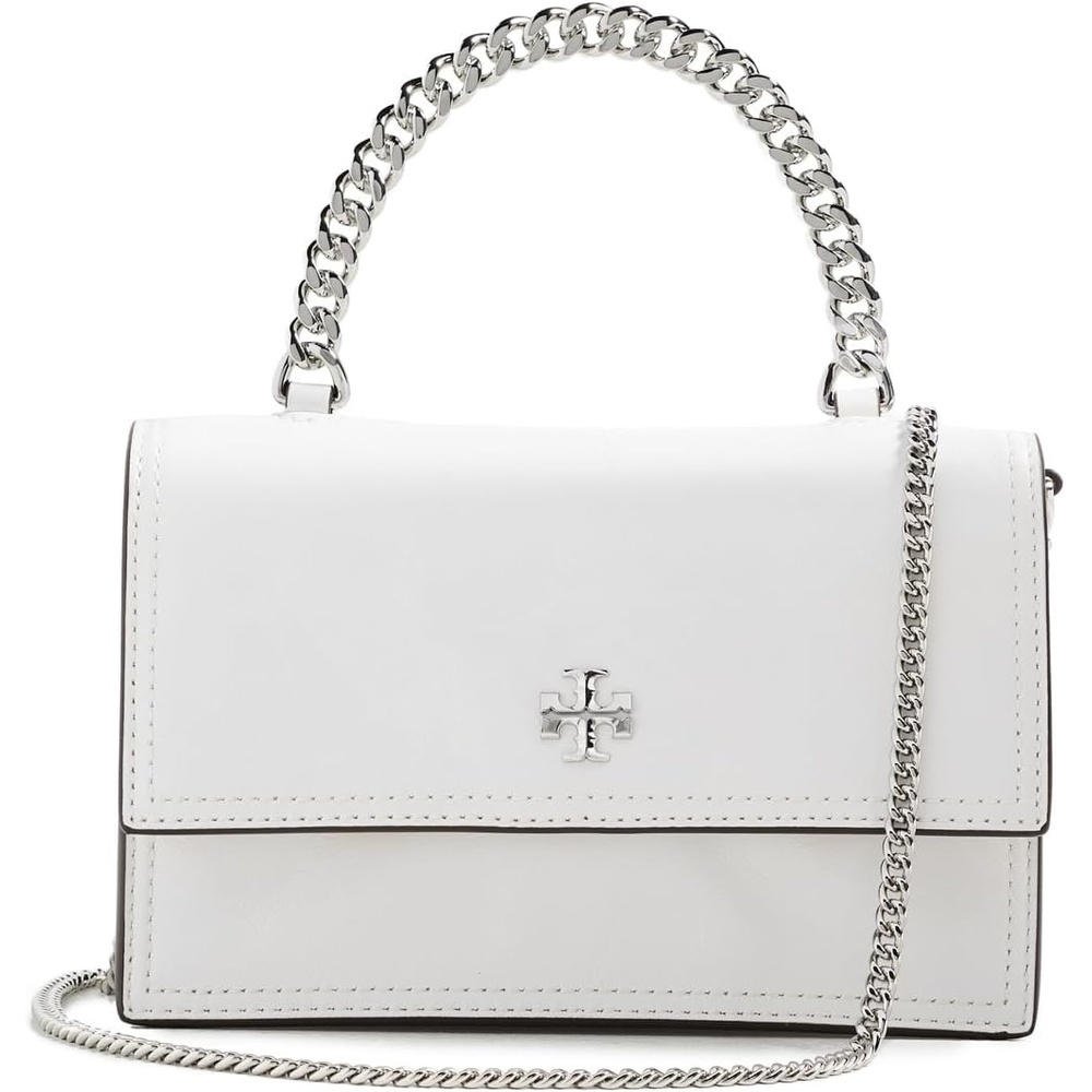 image:imageTory Burch Womens Kira Deconstructed Mini Top Handle Chain WalletBianco