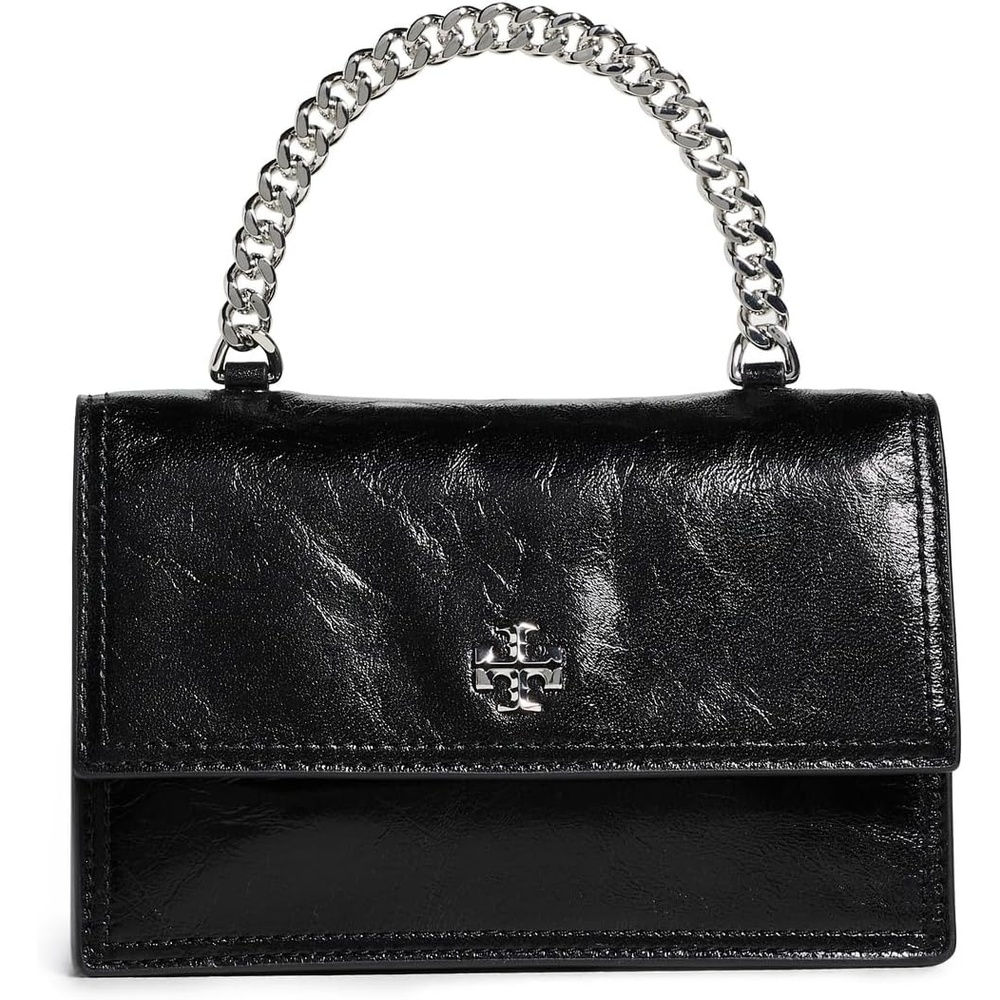 image:imageTory Burch Womens Kira Deconstructed Mini Top Handle Chain WalletBlack