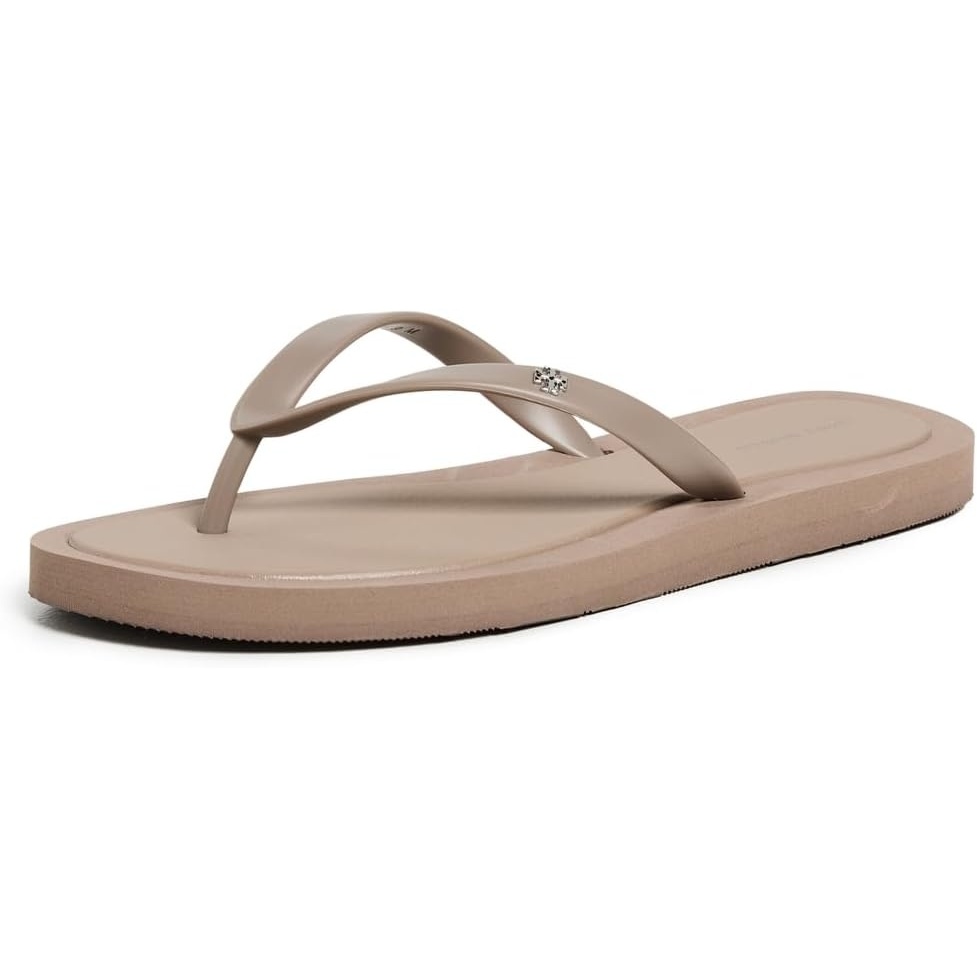 image:imageTory Burch Womens Kira Padded Flip FlopsMountain GreySilver