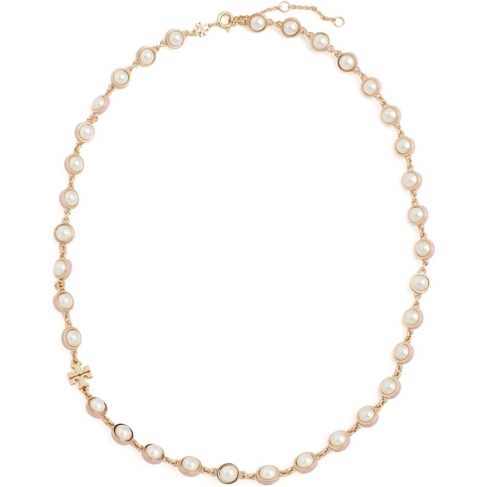 image:imageTory Burch Womens Kira Pearl NecklaceLight BrassPearlPink