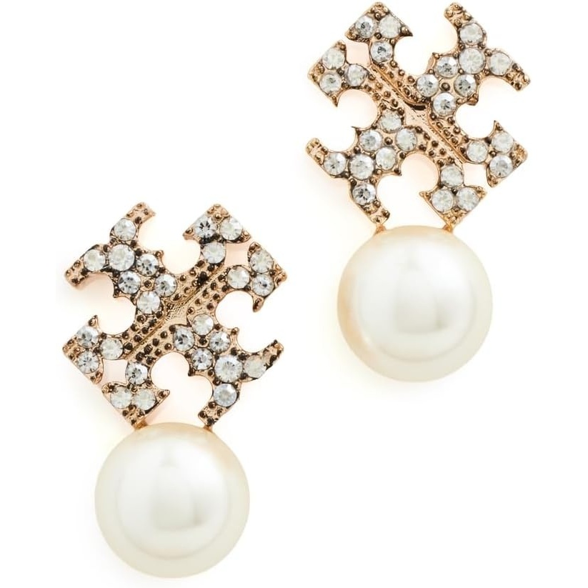 image:imageTory Burch Womens Kira Pearl Stud EarringsTory Gold Pearl Crystal
