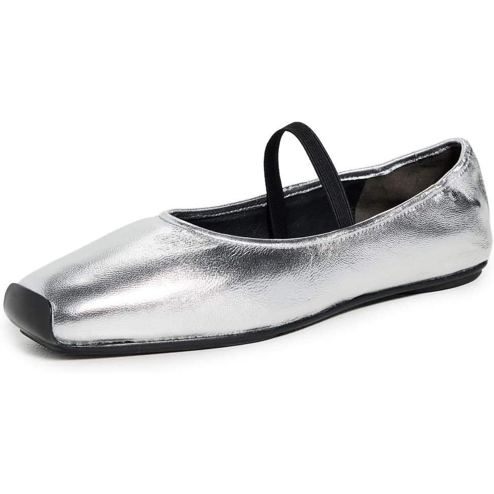 image:imageTory Burch Womens Mary Jane Ballet FlatsSilverPerfect Black