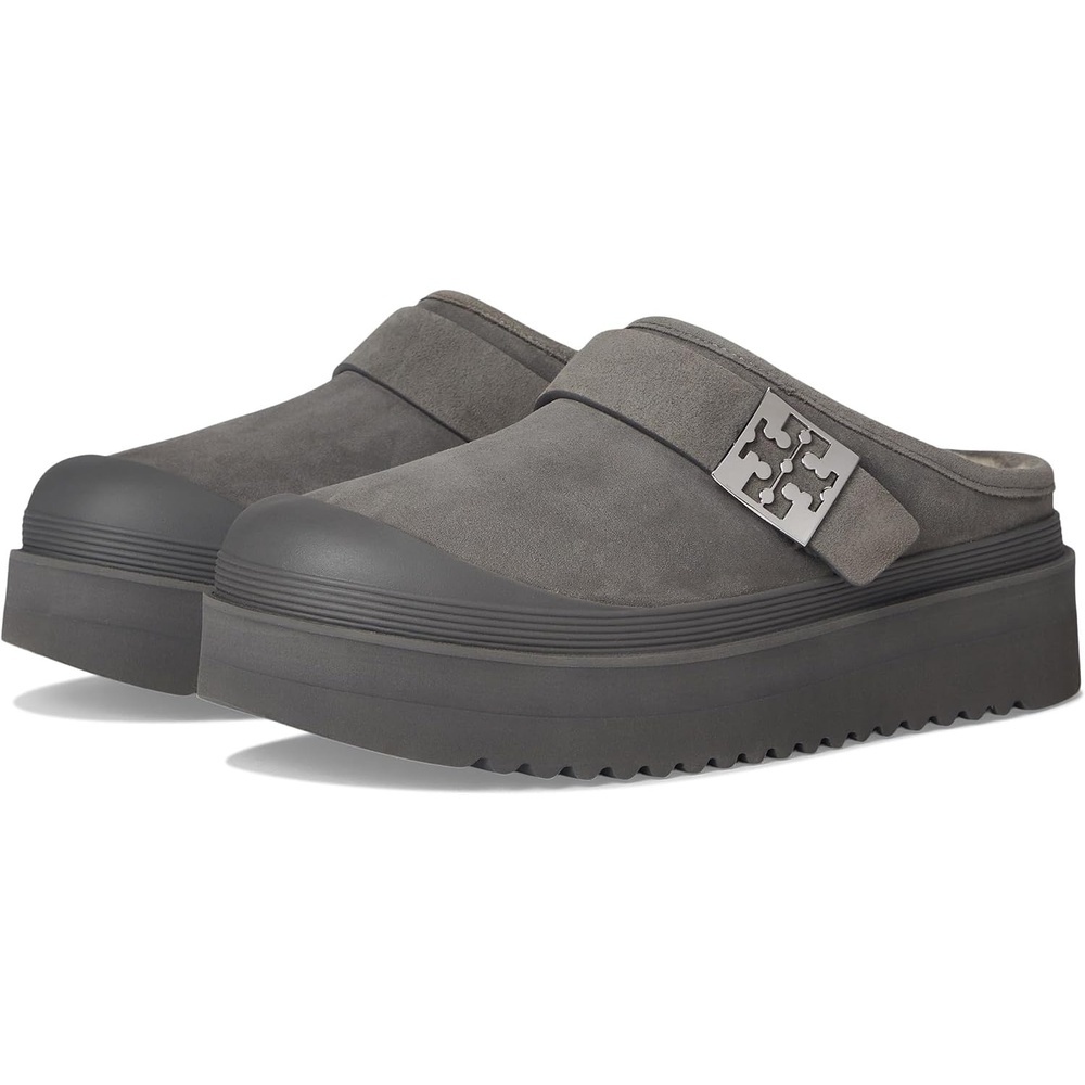 image:imageTory Burch Womens Mellow Shearling Platform MulesCharcoal GraySilver