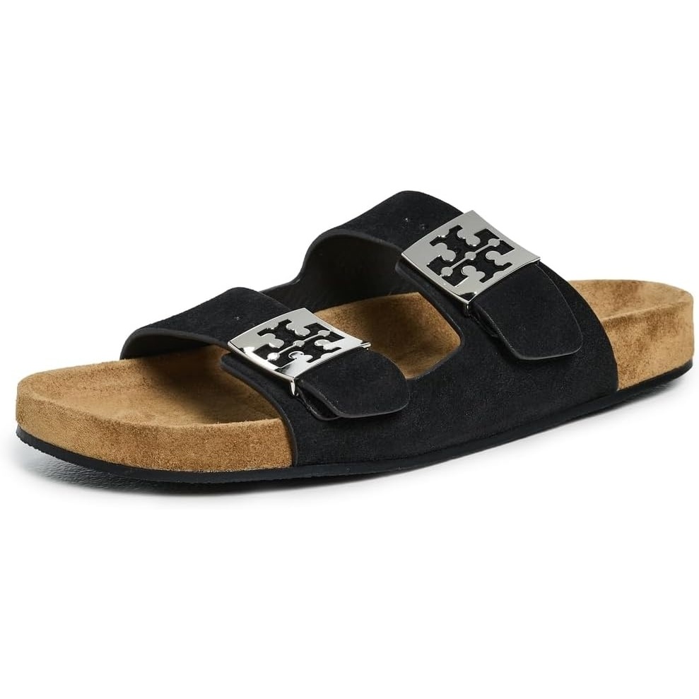 image:imageTory Burch Womens Mellow SlidesPerfect BlackLight Teak