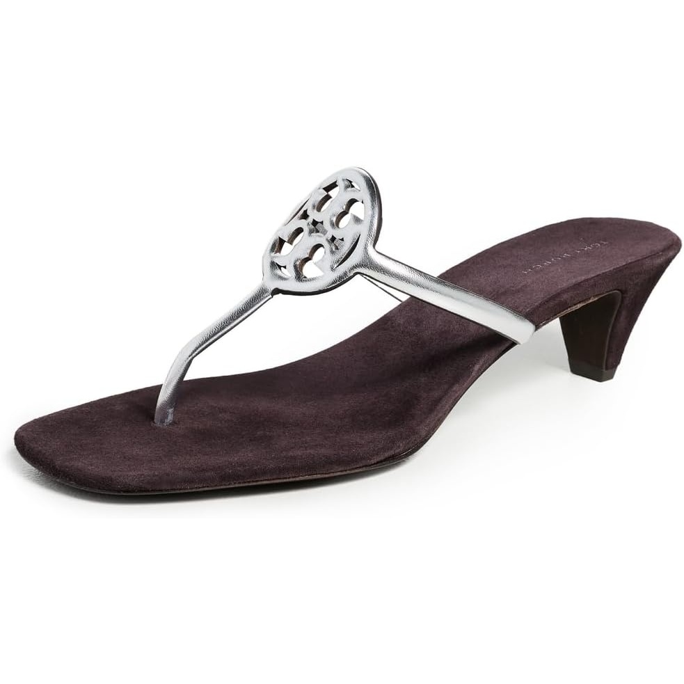 image:imageTory Burch Womens Miller Capri Kitten HeelsSilverCocoa