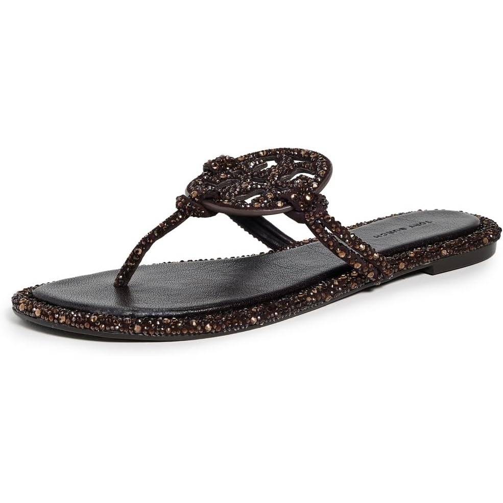 image:imageTory Burch Womens Miller Knotted Crystal Sandals Cocoa 8 Medium US