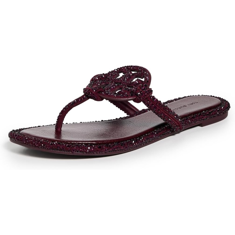 image:imageTory Burch Womens Miller Knotted Pave SandalsDark CarmineBurgundy