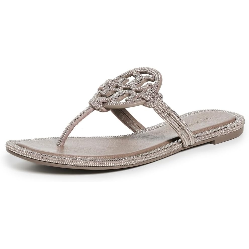 image:imageTory Burch Womens Miller Knotted Pave SandalsDark Clay