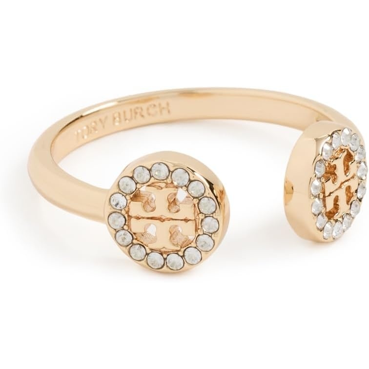 image:imageTory Burch Womens Miller Pave Open Ring Tory GoldCrystal 7