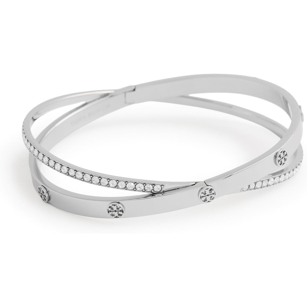 image:imageTory Burch Womens Miller Small Crisscross BangleTory Silver Crystal