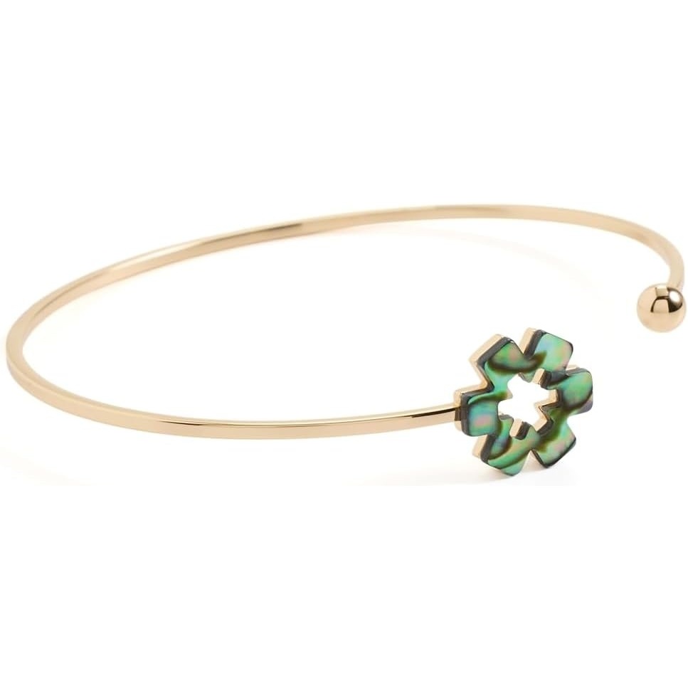 image:imageTory Burch Womens Open Flower CuffTory GoldBlackBrown