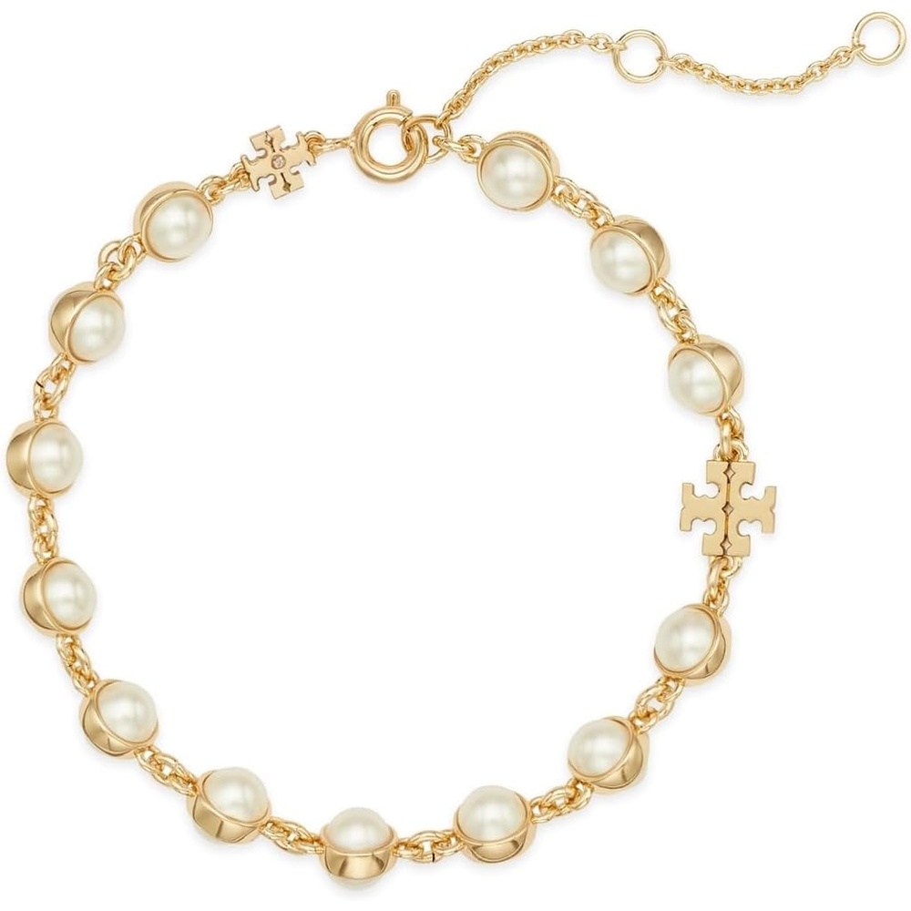 image:imageTory Burch Womens Pearl BraceletLight BrassIvory