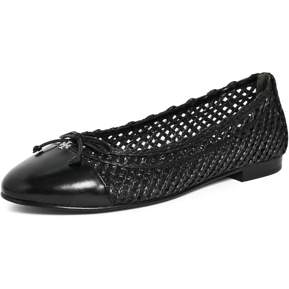 image:imageTory Burch Womens Raffia Ballet FlatsBlackBlack