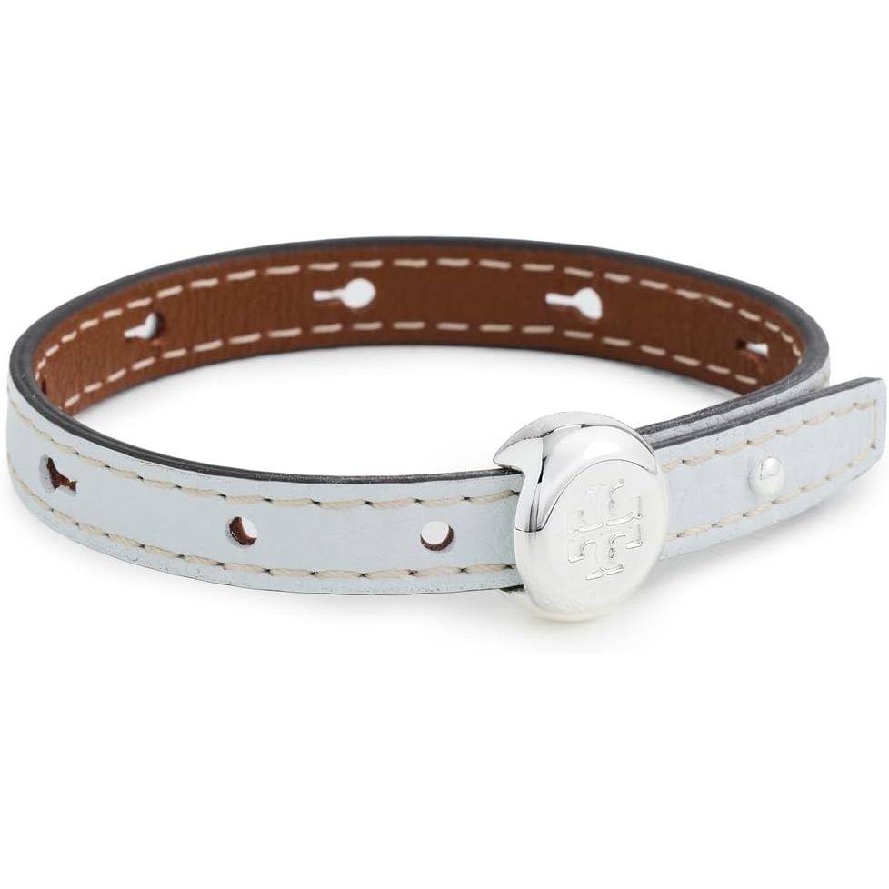 image:imageTory Burch Womens Romy Leather BraceletLight SilverButterfly Blue