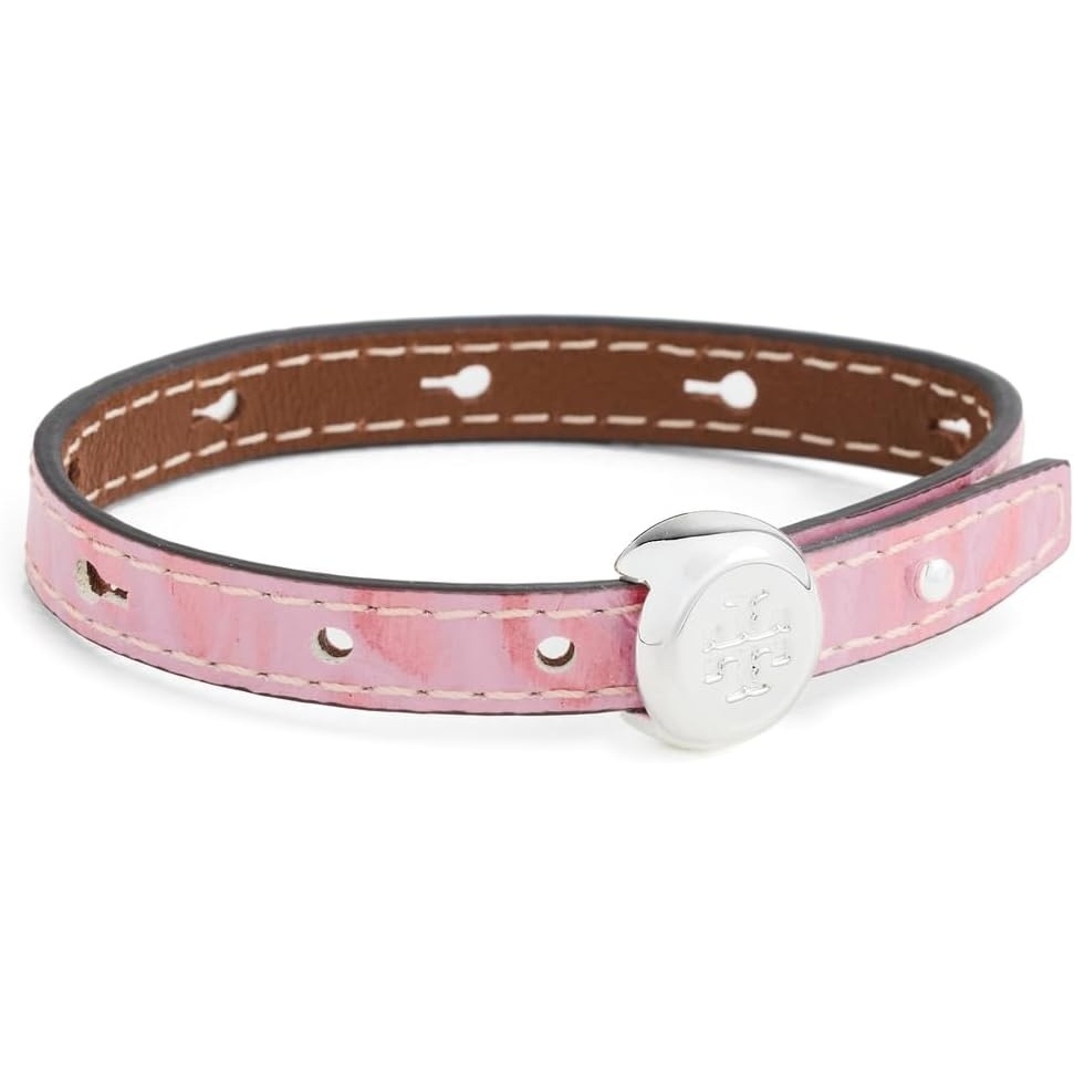 image:imageTory Burch Womens Romy Leather BraceletLight SilverRose Sunset