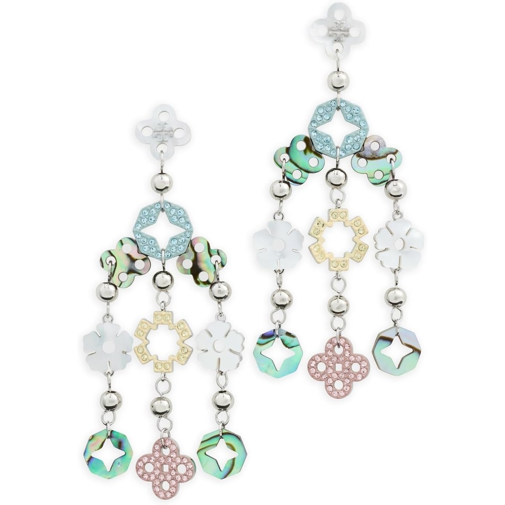 image:imageTory Burch Womens Small Forget Me Not Chandelier EarringsTory SilverMulti