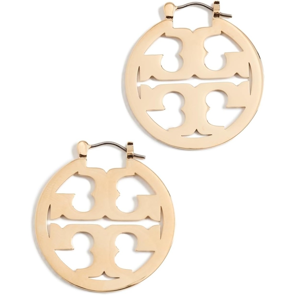 image:imageTory Burch Womens Small Icon Hoop EarringsTory Gold