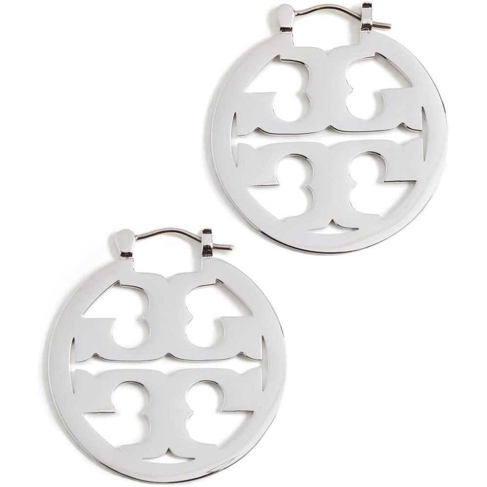 image:imageTory Burch Womens Small Icon Hoop EarringsTory Silver