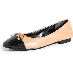 Tory Burch Women’s Bow Ballet Flats(Ginger Shortbread/Black)