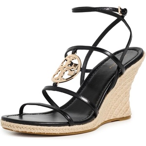 Tory Burch Women’s Capri Miller Wedge Espadrilles 85mm(Black/Gold)