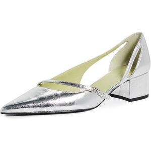 Tory Burch Women’s Double T Buckle D’Orsay Pumps(Silver)