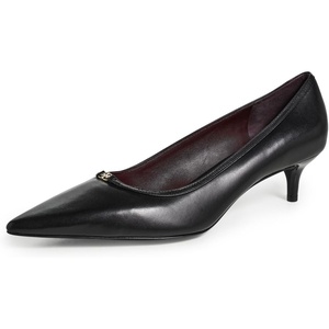 Tory Burch Women’s Double T Buckle Kitten Heel Pumps 45mm(Perfect Black/Perfect Black)