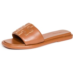 Tory Burch Women’s Double T Sport Slides(Bourbon Miele/Gold)